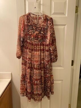 Knox Rose Multicolor Paisley Tiered Maxi Dress - Rust, Pink & Cream
